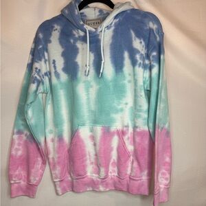 Guess Tie-Dye Hoodie in Blue, Green, and Pink